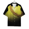 Yellow Softball Ball Print Rayon Hawaiian Shirt