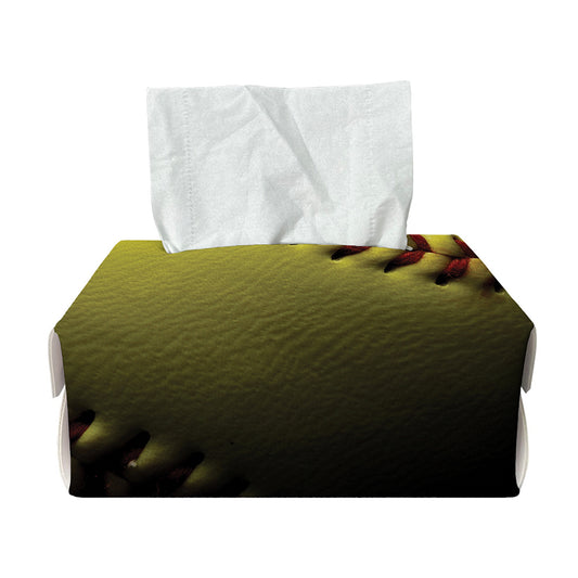 Yellow Softball Ball Print Rectangle Tissue Box Cover