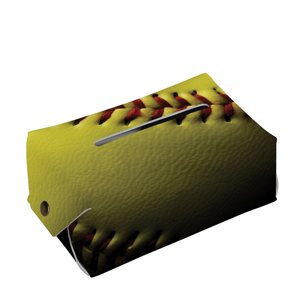 Yellow Softball Ball Print Rectangle Tissue Box Cover