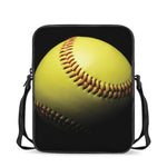 Yellow Softball Ball Print Rectangular Crossbody Bag