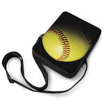 Yellow Softball Ball Print Rectangular Crossbody Bag