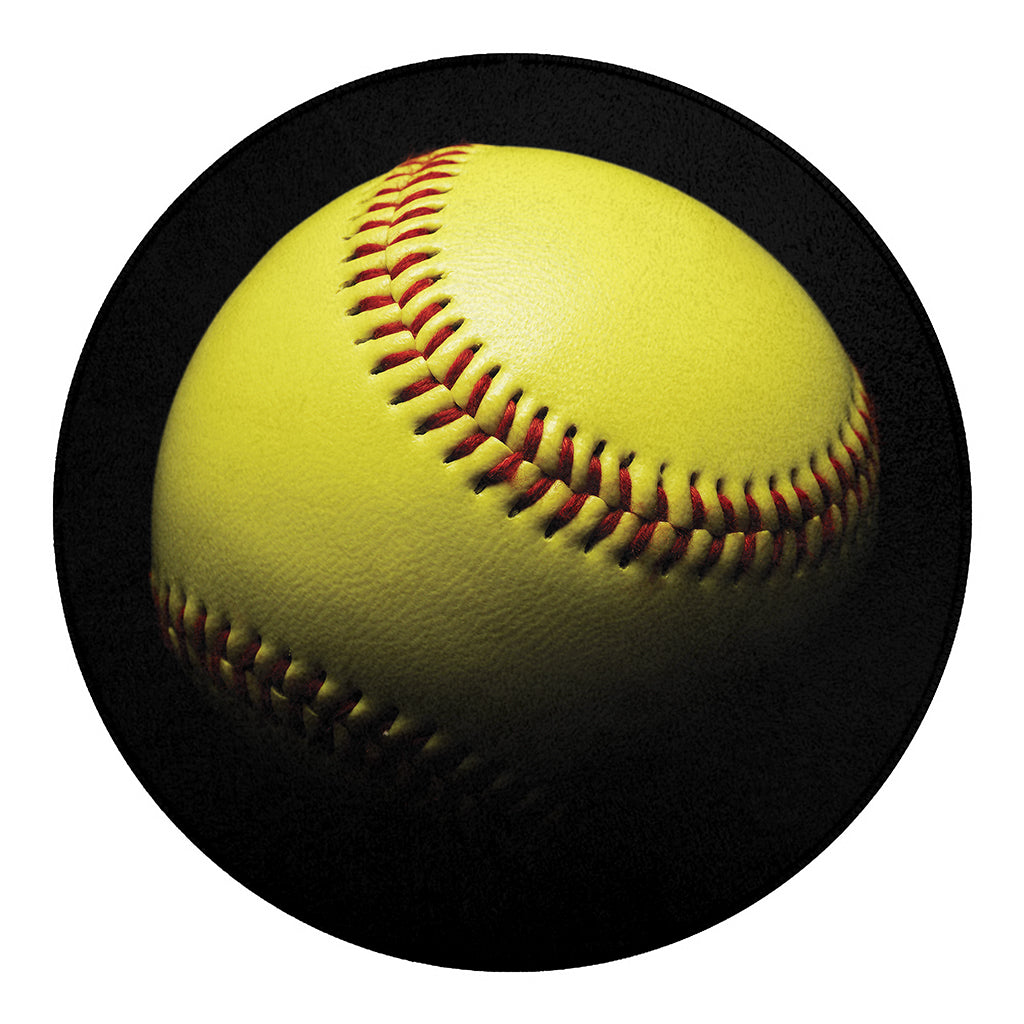 Yellow Softball Ball Print Round Blanket