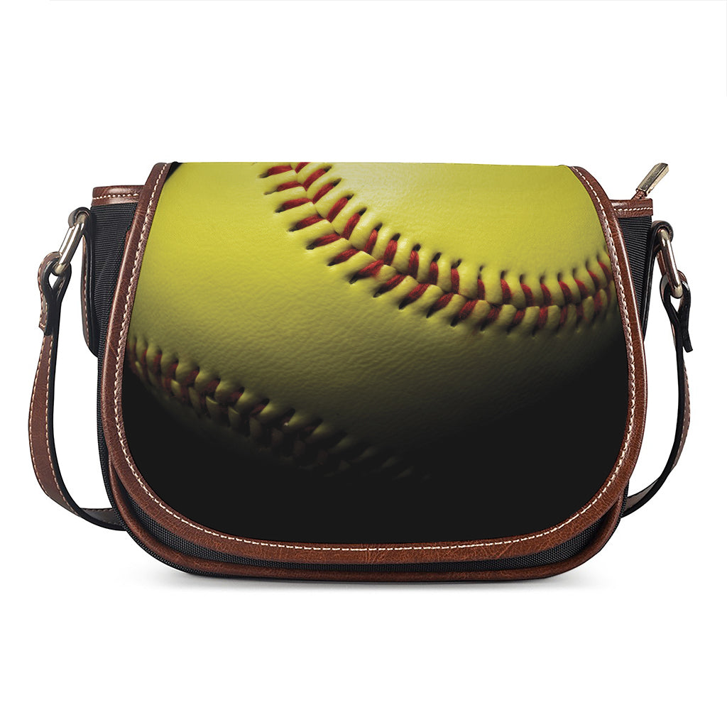Yellow Softball Ball Print Saddle Bag
