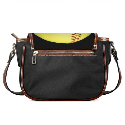 Yellow Softball Ball Print Saddle Bag