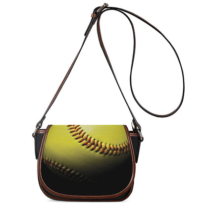 Yellow Softball Ball Print Saddle Bag