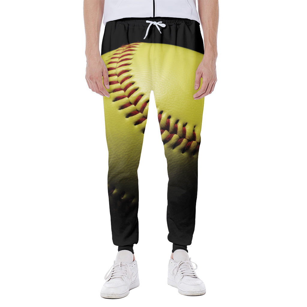 Yellow Softball Ball Print Scuba Joggers