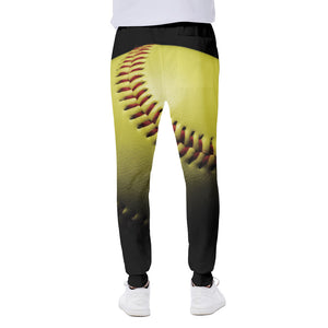 Yellow Softball Ball Print Scuba Joggers