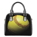 Yellow Softball Ball Print Shoulder Handbag