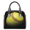 Yellow Softball Ball Print Shoulder Handbag