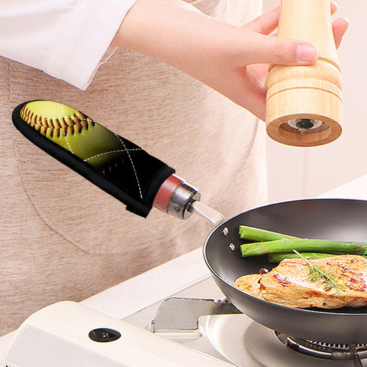 Yellow Softball Ball Print Skillet Handle Cover