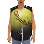Yellow Softball Ball Print Sleeveless Baseball Jersey