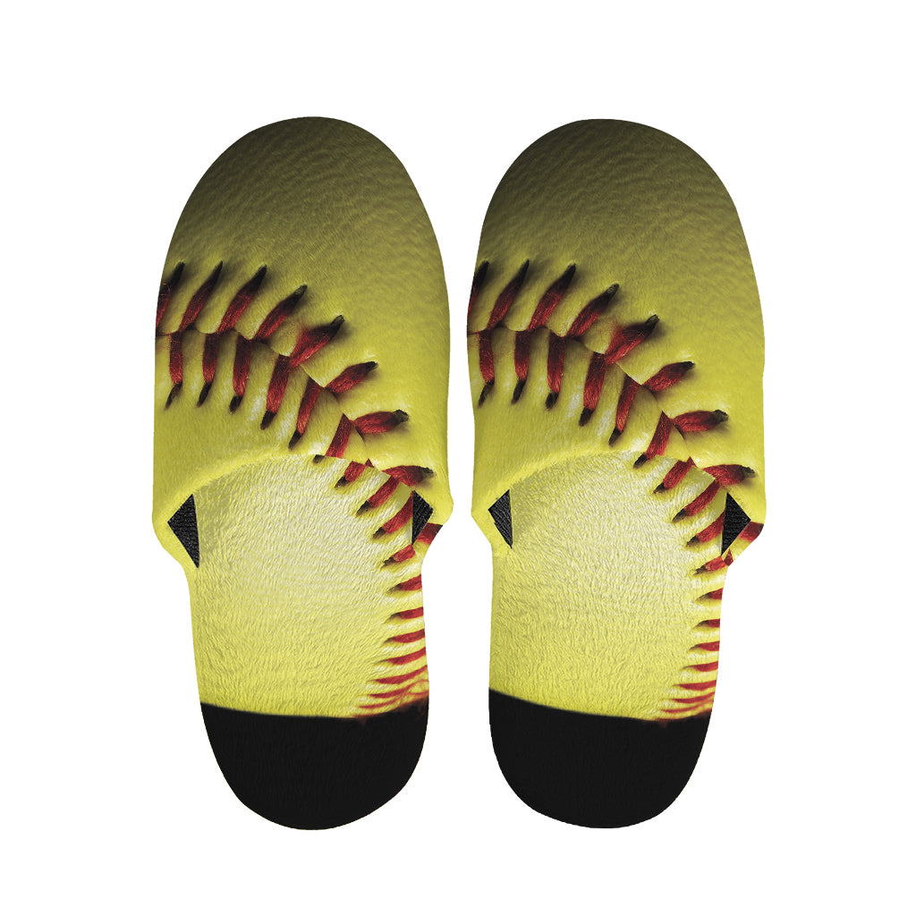 Yellow Softball Ball Print Slippers