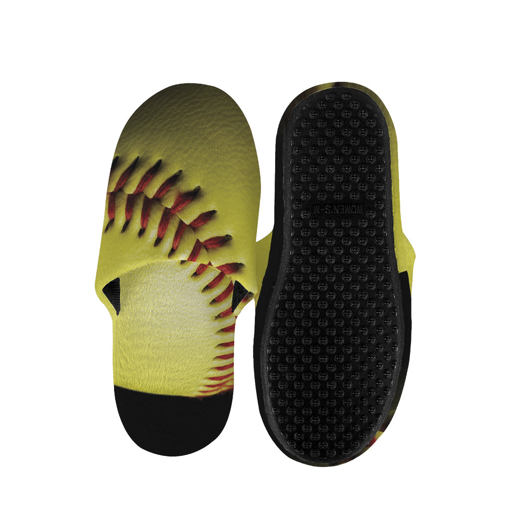 Yellow Softball Ball Print Slippers