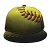 Yellow Softball Ball Print Snapback Cap