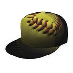 Yellow Softball Ball Print Snapback Cap