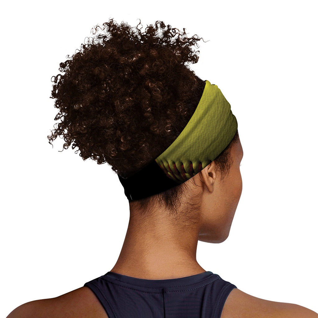 Yellow Softball Ball Print Sports Headband
