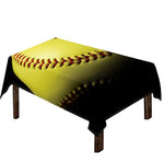 Yellow Softball Ball Print Tablecloth
