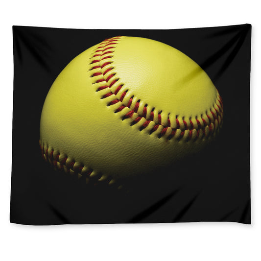 Yellow Softball Ball Print Tapestry