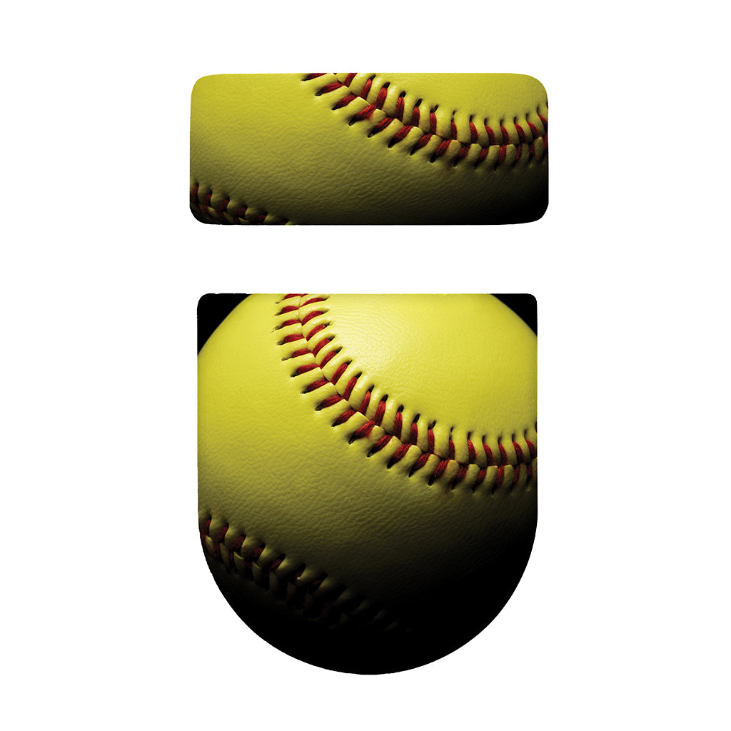 Yellow Softball Ball Print Toilet Lid And Tank Cover Set