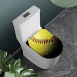 Yellow Softball Ball Print Toilet Lid Cover