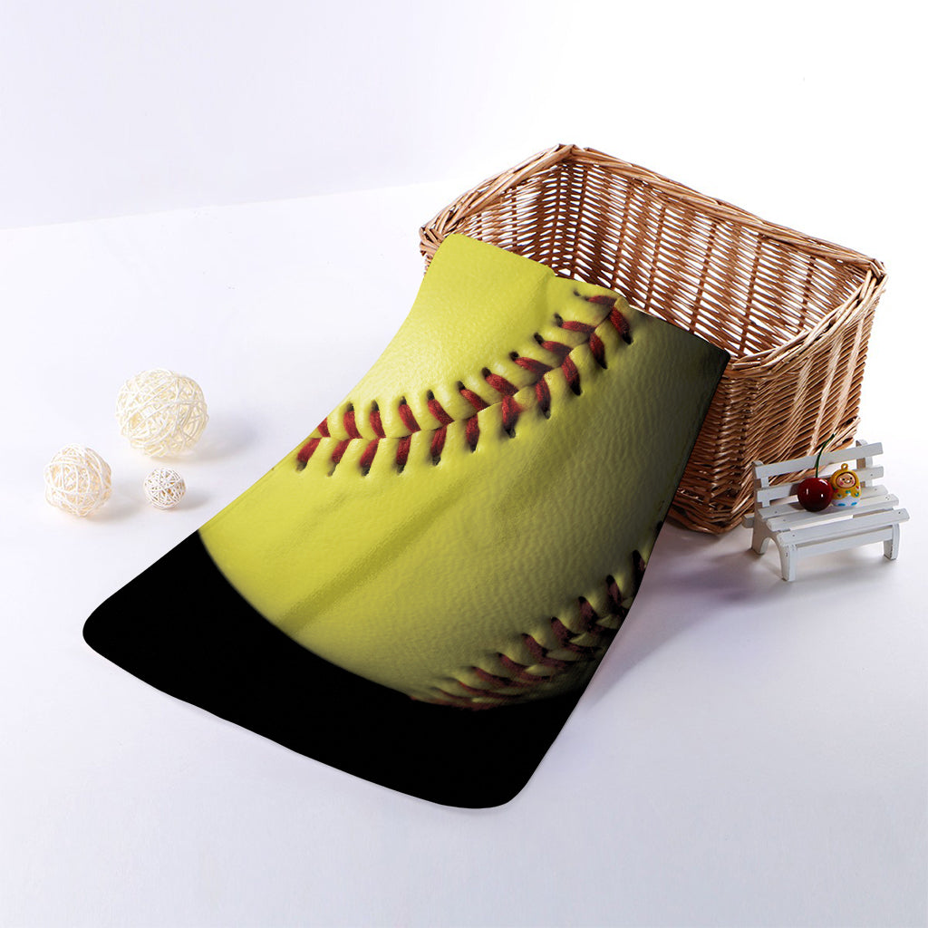 Yellow Softball Ball Print Towel