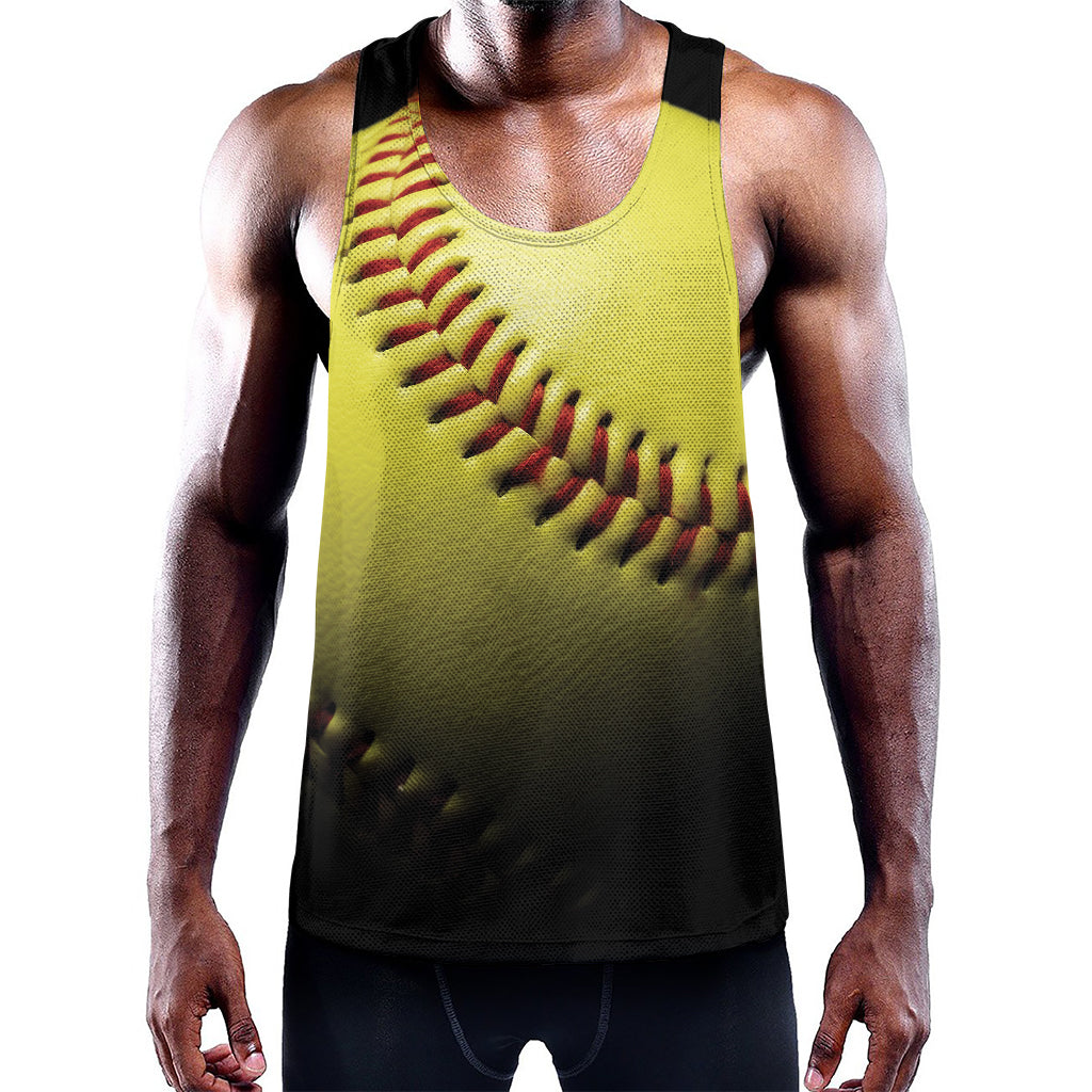 Yellow Softball Ball Print Training Tank Top