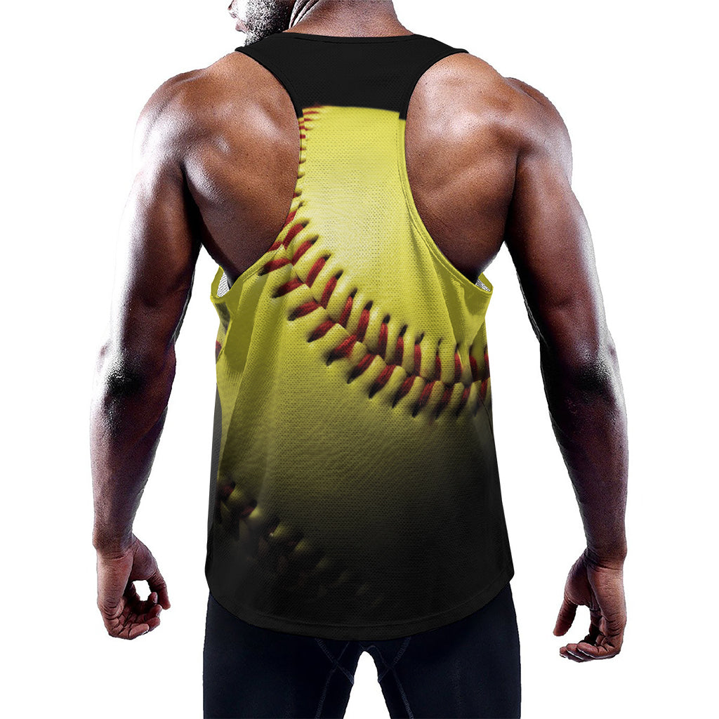 Yellow Softball Ball Print Training Tank Top