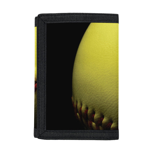 Yellow Softball Ball Print Trifold Wallet