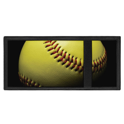 Yellow Softball Ball Print Trifold Wallet