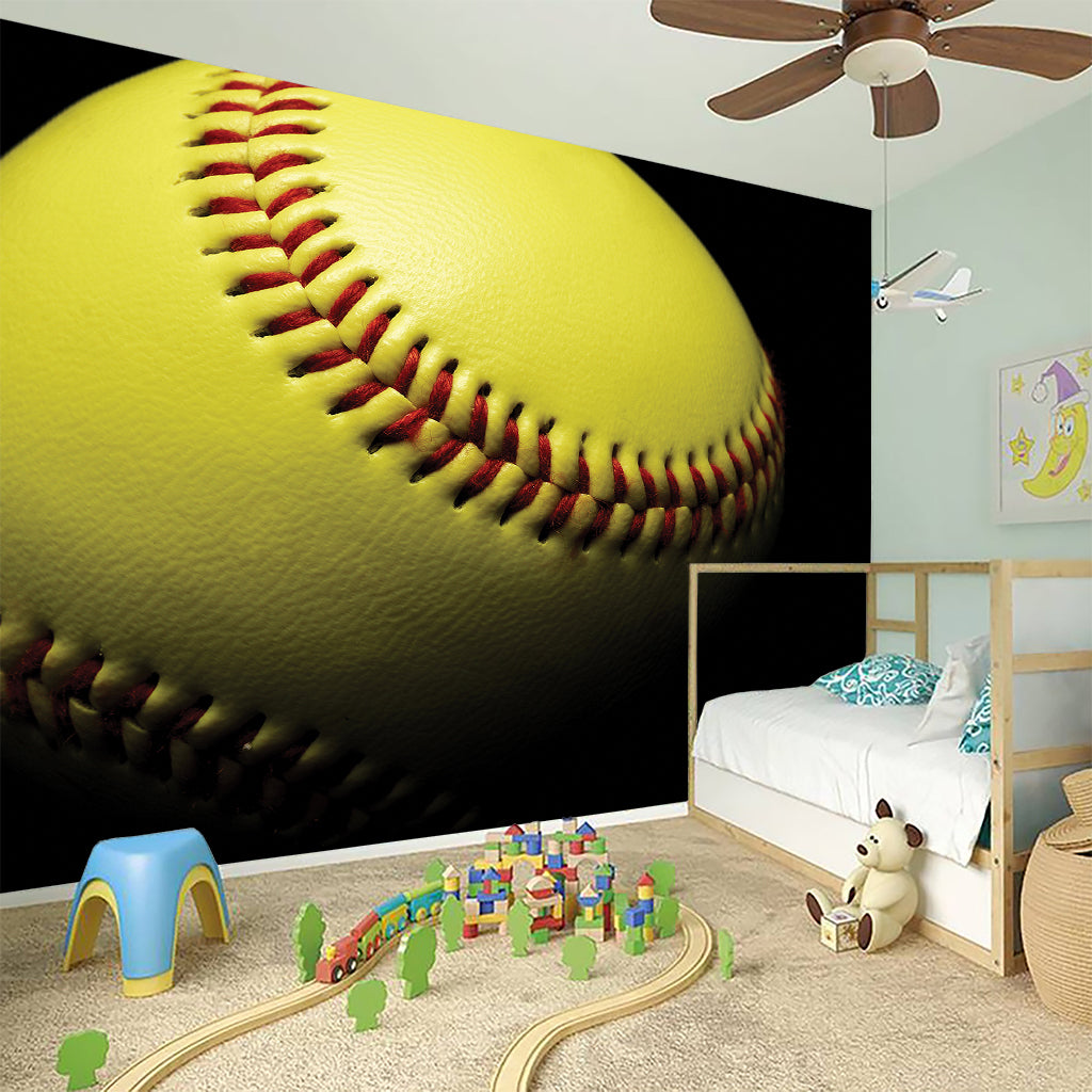 Yellow Softball Ball Print Wall Sticker