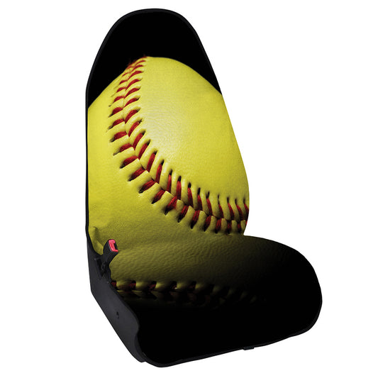 Yellow Softball Ball Print Waterproof Car Seat Cover