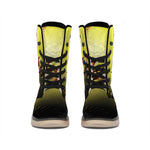 Yellow Softball Ball Print Winter Boots