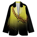 Yellow Softball Ball Print Women's Blazer