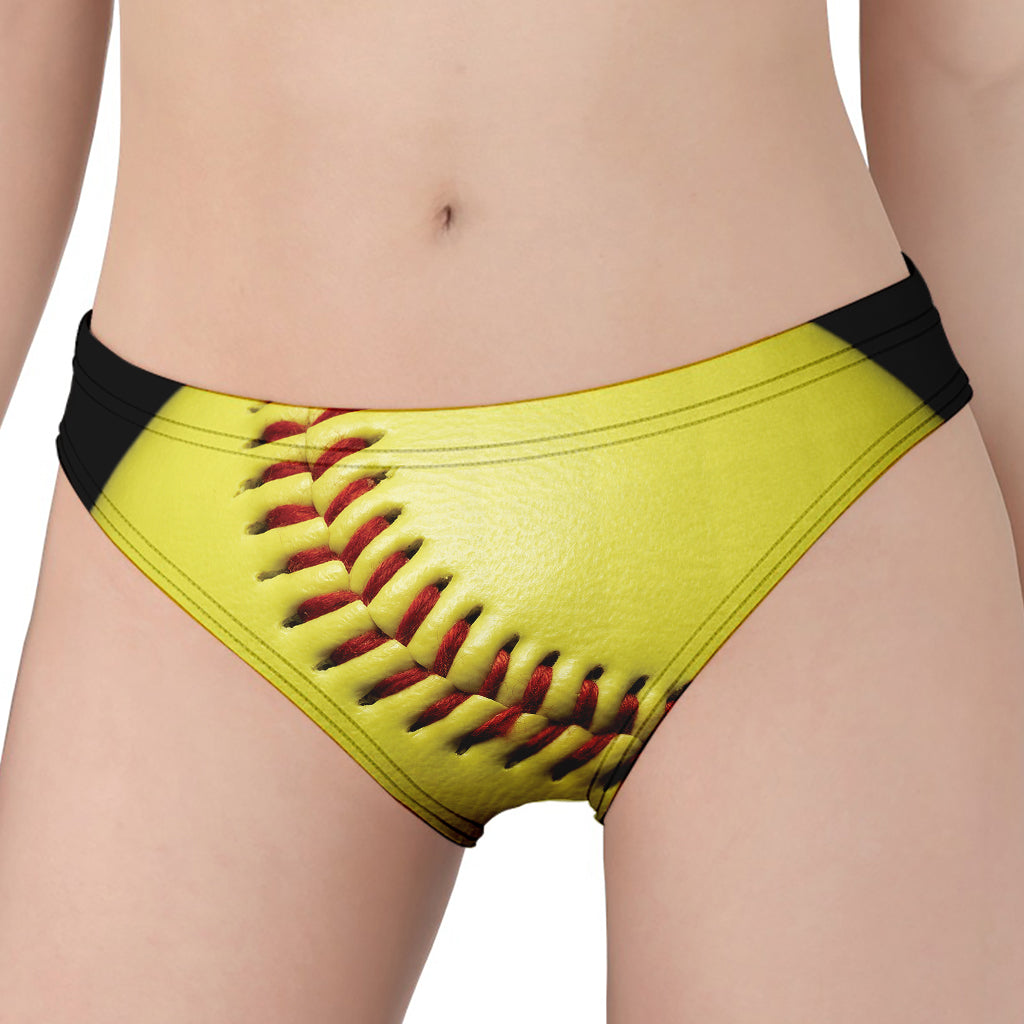 Yellow Softball Ball Print Women's Panties