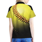 Yellow Softball Ball Print Women's Polo Shirt