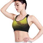 Yellow Softball Ball Print Women's Sports Bra