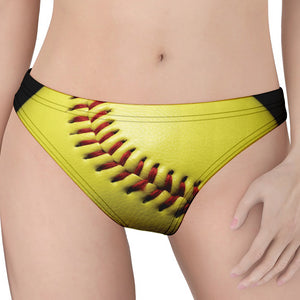 Yellow Softball Ball Print Women's Thong