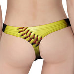 Yellow Softball Ball Print Women's Thong