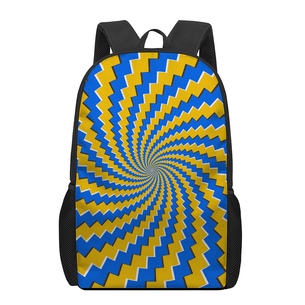 Yellow Spiral Moving Optical Illusion 17 Inch Backpack