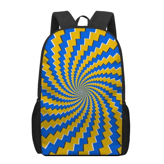 Yellow Spiral Moving Optical Illusion 17 Inch Backpack