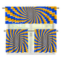 Yellow Spiral Moving Optical Illusion 3 Piece Kitchen Curtains