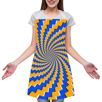 Yellow Spiral Moving Optical Illusion Adjustable Apron