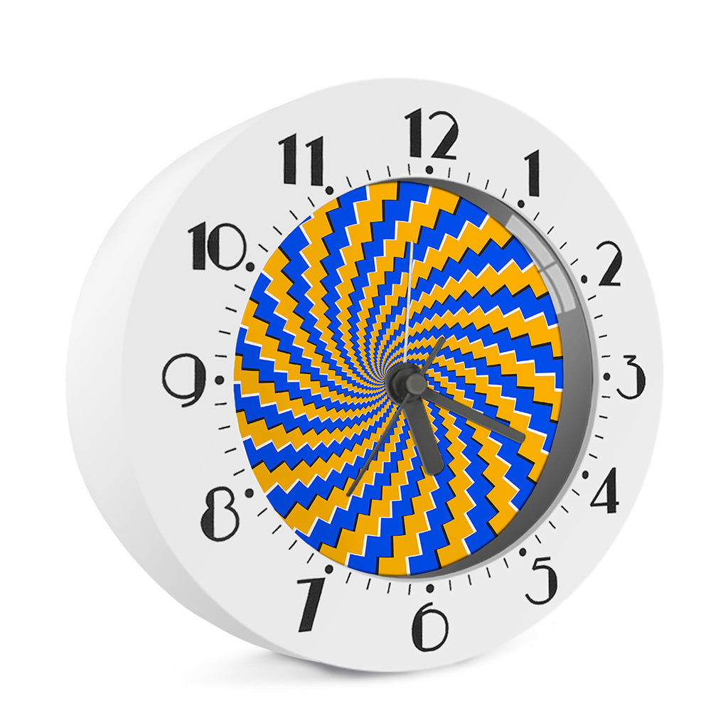 Yellow Spiral Moving Optical Illusion Alarm Clock