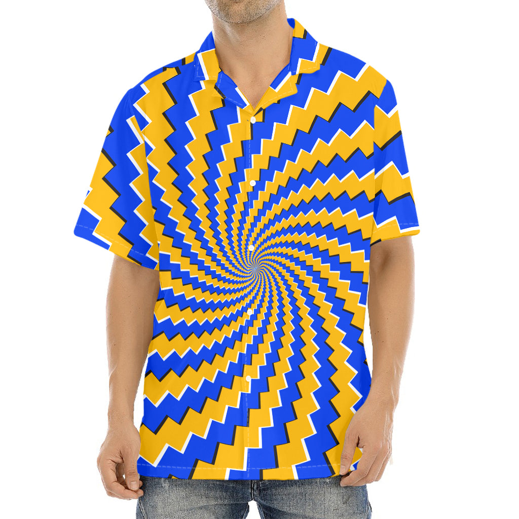 Yellow Spiral Moving Optical Illusion Aloha Shirt