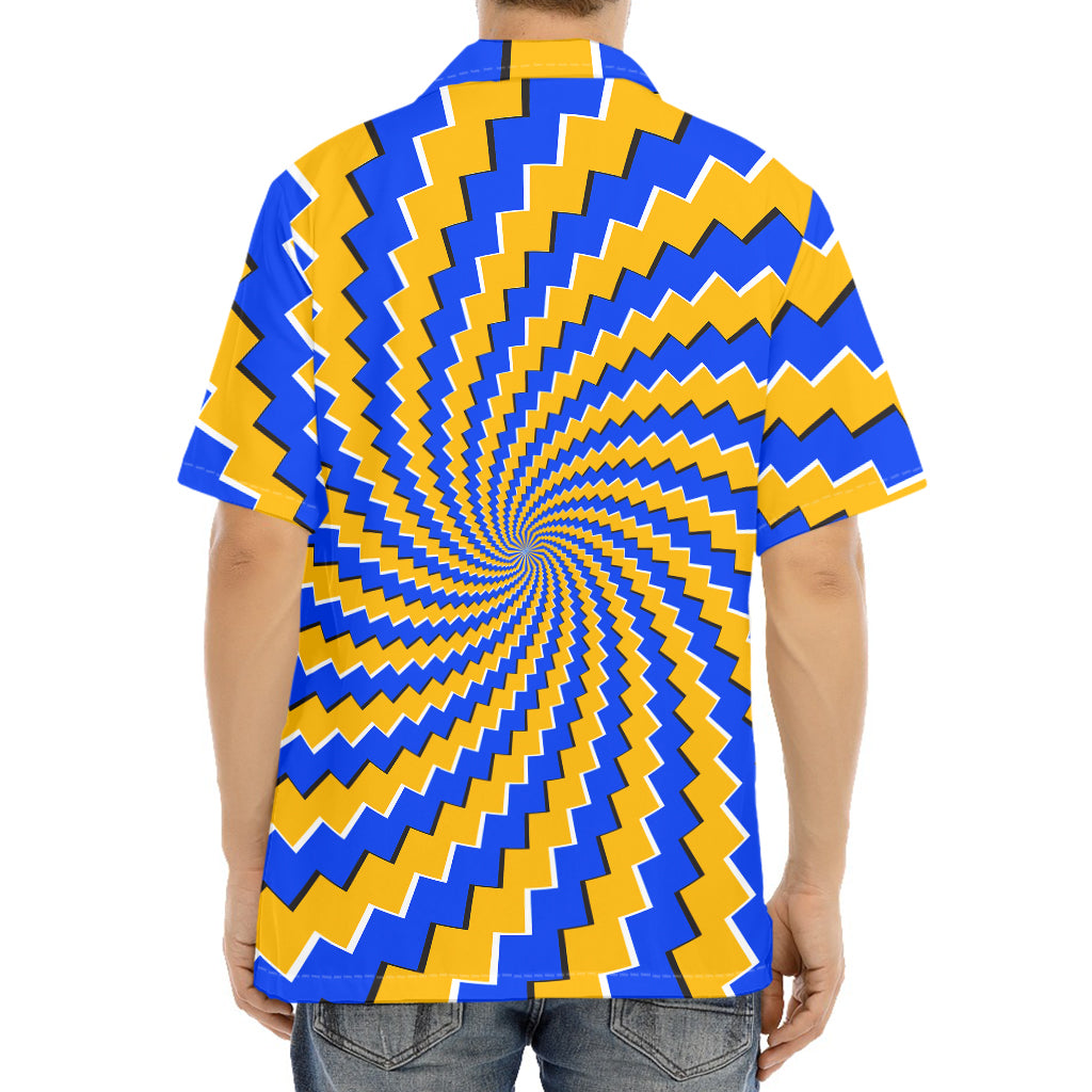 Yellow Spiral Moving Optical Illusion Aloha Shirt