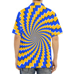Yellow Spiral Moving Optical Illusion Aloha Shirt