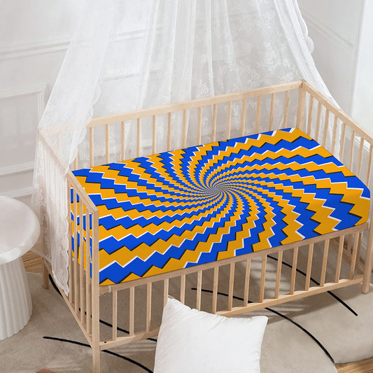 Yellow Spiral Moving Optical Illusion Baby Crib Sheet