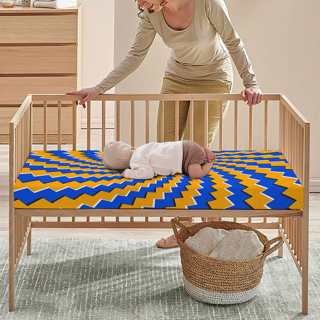 Yellow Spiral Moving Optical Illusion Baby Crib Sheet