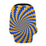 Yellow Spiral Moving Optical Illusion Baby Seat Cover