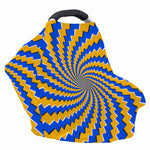 Yellow Spiral Moving Optical Illusion Baby Seat Cover